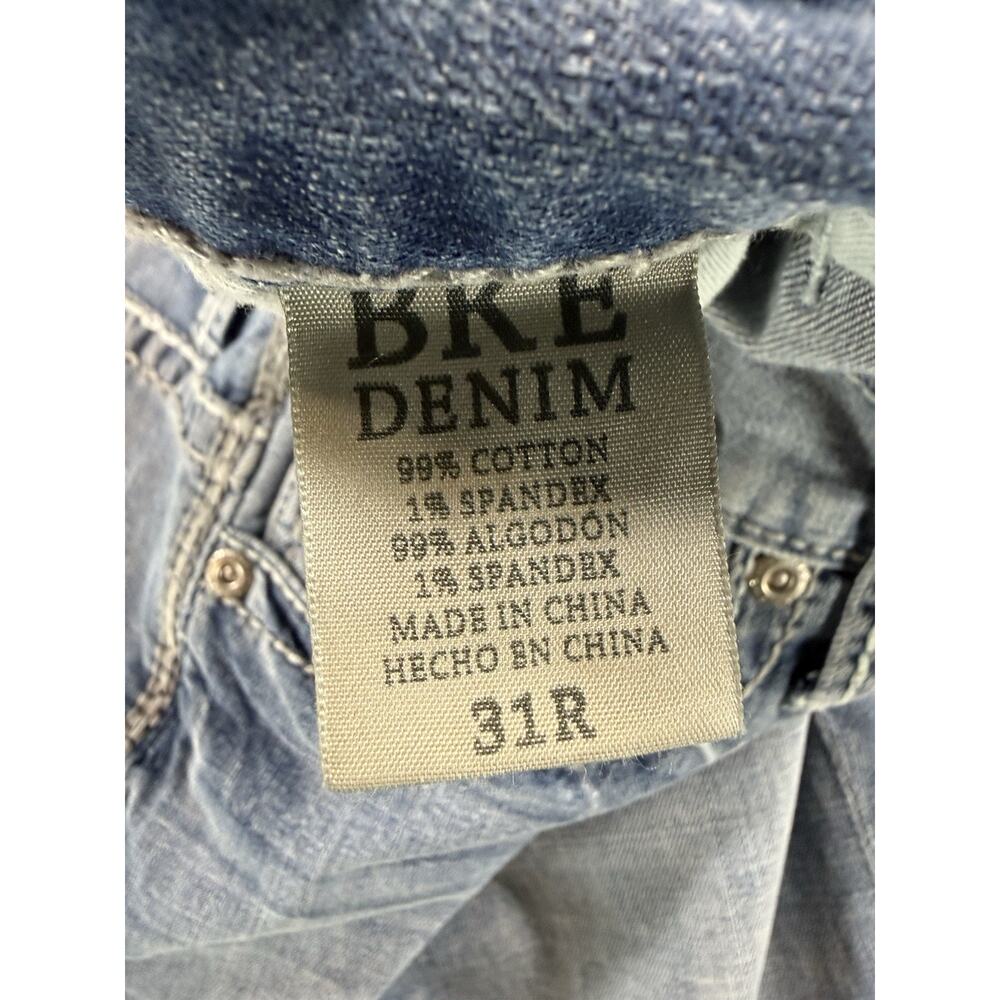 BKE Carter Straight Jeans Mens 31R Blue Stretch Denim Buckle Distressed - Picture 6 of 10